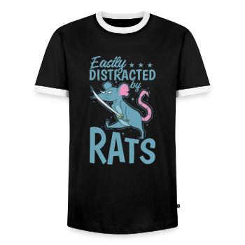 Facilement distrait par les rats et les rongeurs - T-shirt contrasté Homme - noir/blanc - Devant - AI Model Female 172 light (172cm) & AI Model Male 178 light (178cm)