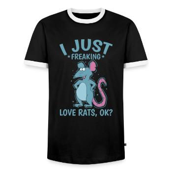 J’adore les rats, d’accord ? Rongeur - T-shirt contrasté Homme - noir/blanc - Devant - AI Model Female 172 light (172cm) & AI Model Male 178 light (178cm)