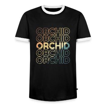 Orchidée Plante Jardin Fleur - T-shirt contrasté Homme - noir/blanc - Devant - AI Model Female 172 light (172cm) & AI Model Male 178 light (178cm)