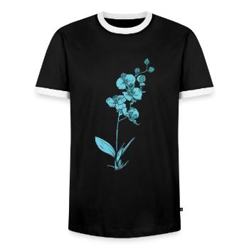 Plante, Orchidée, Fleur, Plante - T-shirt contrasté Homme - noir/blanc - Devant - AI Model Female 172 light (172cm) & AI Model Male 178 light (178cm)