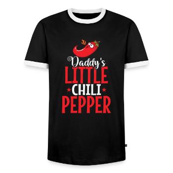Dady's little Chili Pepper Spice Heat - Men's Ringer Shirt - black/white - Front - AI Model Female 172 light (172cm) & AI Model Male 178 light (178cm)