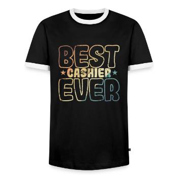 Best Cashier Ever Supermarkt Beruf Verkäufer - Männer Kontrast-T-Shirt - Schwarz/Weiß - Vorne - AI Model Female 172 light (172cm) & AI Model Male 178 light (178cm)