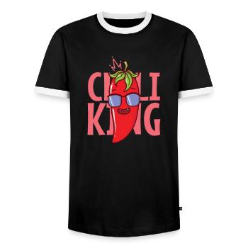 Chili King Gewürz Schärfegrad Scoville - Männer Kontrast-T-Shirt - Schwarz/Weiß - Vorne - AI Model Female 172 light (172cm) & AI Model Male 178 light (178cm)