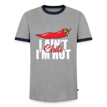 I ain't chili I'm hot spice kitchen - Men's Ringer Shirt - grey/navy  - Front - AI Model Female 172 light (172cm) & AI Model Male 178 light (178cm)