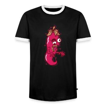 crazy chili spice spiciness level - Men's Ringer Shirt - black/white - Front - AI Model Female 172 light (172cm) & AI Model Male 178 light (178cm)