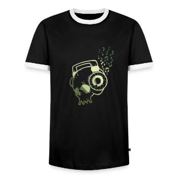 Tête avec casque Musique - T-shirt contrasté Homme - noir/blanc - Devant - AI Model Female 172 light (172cm) & AI Model Male 178 light (178cm)