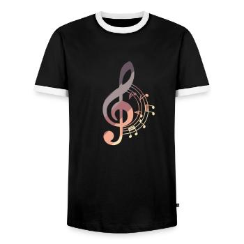 Musique en clef avec harmonie - T-shirt contrasté Homme - noir/blanc - Devant - AI Model Female 172 light (172cm) & AI Model Male 178 light (178cm)