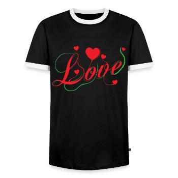Lettrage d’amour avec un brin d’épines - T-shirt contrasté Homme - noir/blanc - Devant - AI Model Female 172 light (172cm) & AI Model Male 178 light (178cm)