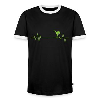 Taekwondo Herzschlaglinie Kampfsport - Männer Kontrast-T-Shirt - Schwarz/Weiß - Vorne - AI Model Female 172 light (172cm) & AI Model Male 178 light (178cm)