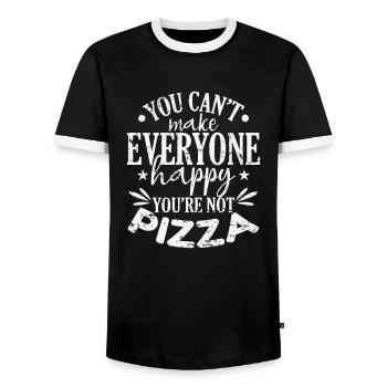 You can't make Everyone happy you're not Pizza - Men's Ringer Shirt - black/white - Front - AI Model Female 172 light (172cm) & AI Model Male 178 light (178cm)