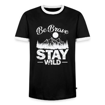 Soyez courageux, restez sauvage, randonnée, nature - T-shirt contrasté Homme - noir/blanc - Devant - AI Model Female 172 light (172cm) & AI Model Male 178 light (178cm)