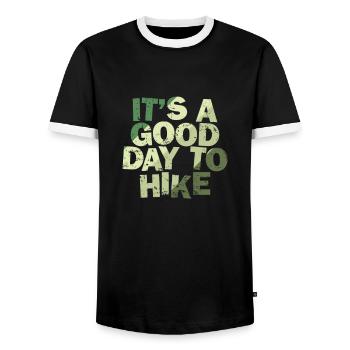 It's a good Day to Hike Nature - Men's Ringer Shirt - black/white - Front - AI Model Female 172 light (172cm) & AI Model Male 178 light (178cm)