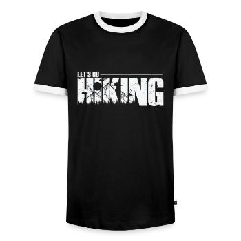 Let's go Hiking Outdoor Hobby Nature - Men's Ringer Shirt - black/white - Front - AI Model Female 172 light (172cm) & AI Model Male 178 light (178cm)