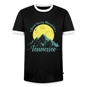 Great Smoky Mountains, Tennessee, Smokies, USA - Men's Ringer Shirt - black/white - Front - AI Model Female 172 light (172cm) & AI Model Male 178 light (178cm)