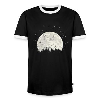 Mond hinter den Bergen Himmel Licht - Männer Kontrast-T-Shirt - Schwarz/Weiß - Vorne - AI Model Female 172 light (172cm) & AI Model Male 178 light (178cm)