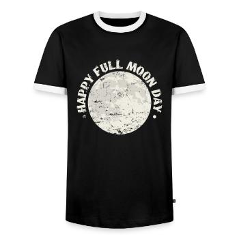 Bonne Pleine Lune Jour Nuit Ciel - T-shirt contrasté Homme - noir/blanc - Devant - AI Model Female 172 light (172cm) & AI Model Male 178 light (178cm)