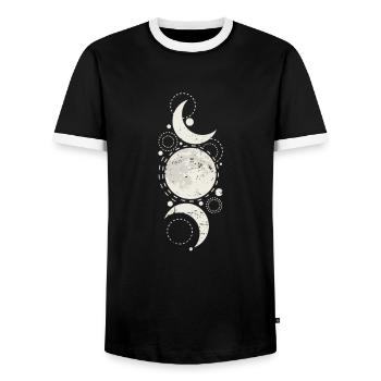 Lune Art Nuit Ciel Orbe - T-shirt contrasté Homme - noir/blanc - Devant - AI Model Female 172 light (172cm) & AI Model Male 178 light (178cm)
