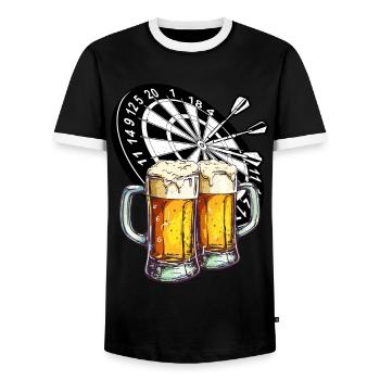 Darts, Beer, Darts, Alcohol, Drinking, Booze, Pub - Men's Ringer Shirt - black/white - Front - AI Model Female 172 light (172cm) & AI Model Male 178 light (178cm)
