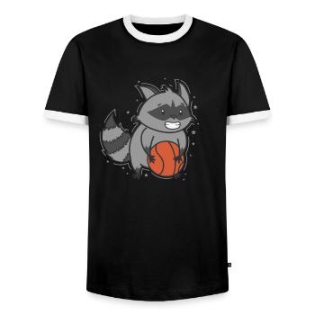 Washable plays basketball omnivore - Men's Ringer Shirt - black/white - Front - AI Model Female 172 light (172cm) & AI Model Male 178 light (178cm)