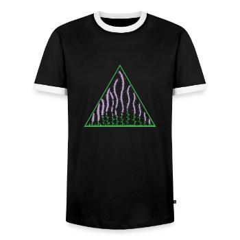 Lavender in Triangle Plant Garden Fragrance - Men's Ringer Shirt - black/white - Front - AI Model Female 172 light (172cm) & AI Model Male 178 light (178cm)