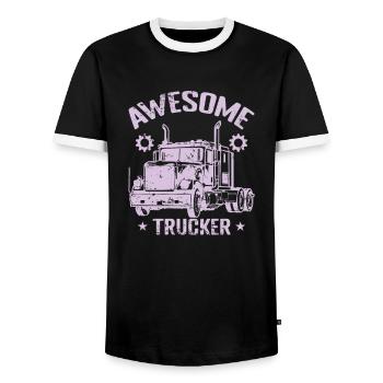 Awesome Trucker Profession Livraison - T-shirt contrasté Homme - noir/blanc - Devant - AI Model Female 172 light (172cm) & AI Model Male 178 light (178cm)