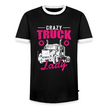 Crazy Truck Lady Occupation Transport longue distance - T-shirt contrasté Homme - noir/blanc - Devant - AI Model Female 172 light (172cm) & AI Model Male 178 light (178cm)