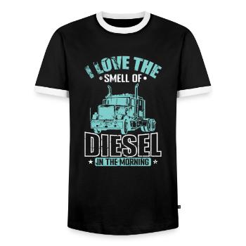 J’adore l’odeur du conducteur de camion diesel - T-shirt contrasté Homme - noir/blanc - Devant - AI Model Female 172 light (172cm) & AI Model Male 178 light (178cm)