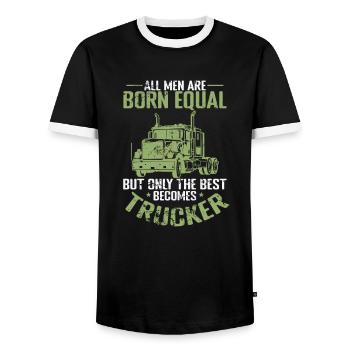 Only the best becomes Trucker Profession - Men's Ringer Shirt - black/white - Front - AI Model Female 172 light (172cm) & AI Model Male 178 light (178cm)