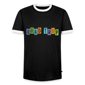 Road Trip Reise Picknick Abenteuer Route - Männer Kontrast-T-Shirt - Schwarz/Weiß - Vorne - AI Model Female 172 light (172cm) & AI Model Male 178 light (178cm)