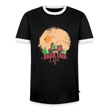 Scooter Road Trip Life Travel Adventure - Men's Ringer Shirt - black/white - Front - AI Model Female 172 light (172cm) & AI Model Male 178 light (178cm)