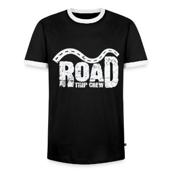 Road Trip Équipage Aventure Itinéraire de voyage - T-shirt contrasté Homme - noir/blanc - Devant - AI Model Female 172 light (172cm) & AI Model Male 178 light (178cm)