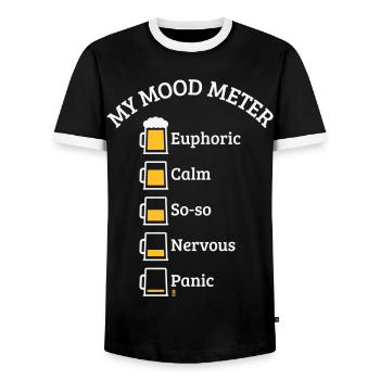My Mood Meter (Beer Drinker / V2 / NEG) - Men's Ringer Shirt - black/white - Front - AI Model Female 172 light (172cm) & AI Model Male 178 light (178cm)