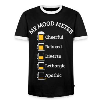 My Mood Meter (Beer Drinker / V3 / NEG) - Men's Ringer Shirt - black/white - Front - AI Model Female 172 light (172cm) & AI Model Male 178 light (178cm)