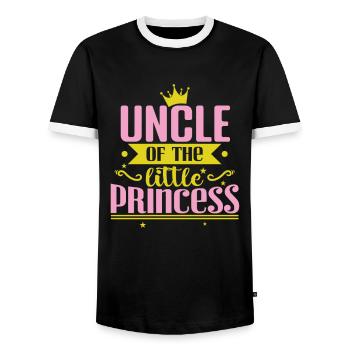 Uncle of the little Princess - Men's Ringer Shirt - black/white - Front - AI Model Female 172 light (172cm) & AI Model Male 178 light (178cm)