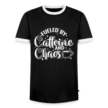 Alimenté par la caféine et le chaos Coffee Café - T-shirt contrasté Homme - noir/blanc - Devant - AI Model Female 172 light (172cm) & AI Model Male 178 light (178cm)