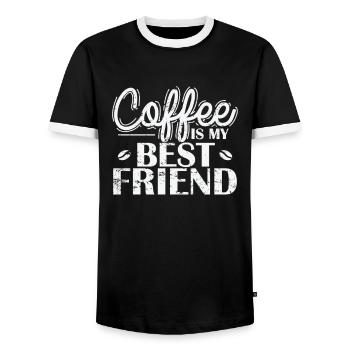 Le café est mon meilleur ami Caféine Café Arôme - T-shirt contrasté Homme - noir/blanc - Devant - AI Model Female 172 light (172cm) & AI Model Male 178 light (178cm)
