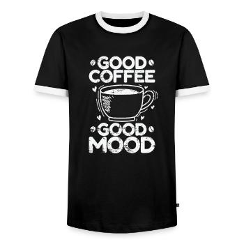 Good Coffee Good Mood Breakfast - Men's Ringer Shirt - black/white - Front - AI Model Female 172 light (172cm) & AI Model Male 178 light (178cm)