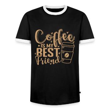 Le café est mon meilleur ami Café Caféine - T-shirt contrasté Homme - noir/blanc - Devant - AI Model Female 172 light (172cm) & AI Model Male 178 light (178cm)