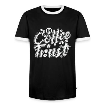 Dans le café, nous faisons confiance à la caféine Café - T-shirt contrasté Homme - noir/blanc - Devant - AI Model Female 172 light (172cm) & AI Model Male 178 light (178cm)