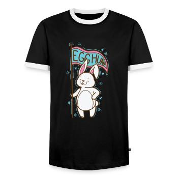 Egg Hunt Easter Easter Eggs - Men's Ringer Shirt - black/white - Front - AI Model Female 172 light (172cm) & AI Model Male 178 light (178cm)