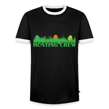 Hunting Crew Easter Easter Bunny Easter Eggs - Men's Ringer Shirt - black/white - Front - AI Model Female 172 light (172cm) & AI Model Male 178 light (178cm)