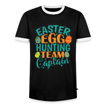 Capitaine de l’équipe de chasse aux œufs de Pâques lapin de Pâques - T-shirt contrasté Homme - noir/blanc - Devant - AI Model Female 172 light (172cm) & AI Model Male 178 light (178cm)