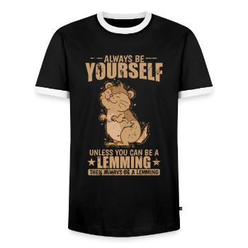 Be a Lemming if you can Rodent - Men's Ringer Shirt - black/white - Front - AI Model Female 172 light (172cm) & AI Model Male 178 light (178cm)