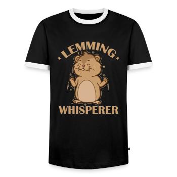Lemming Whisperer Rodent - Men's Ringer Shirt - black/white - Front - AI Model Female 172 light (172cm) & AI Model Male 178 light (178cm)