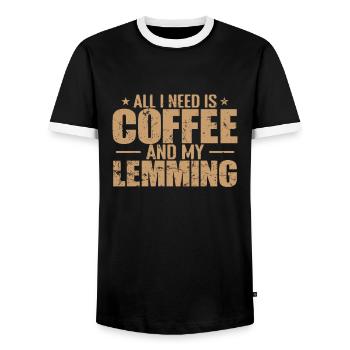 All I need is Coffee and my Lemming Nagetier - Männer Kontrast-T-Shirt - Schwarz/Weiß - Vorne - AI Model Female 172 light (172cm) & AI Model Male 178 light (178cm)