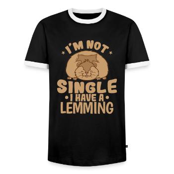 I'm not Single I have a Lemming Nagetier - Männer Kontrast-T-Shirt - Schwarz/Weiß - Vorne - AI Model Female 172 light (172cm) & AI Model Male 178 light (178cm)