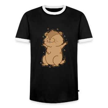 Excès de confiance chez les rongeurs Lemming - T-shirt contrasté Homme - noir/blanc - Devant - AI Model Female 172 light (172cm) & AI Model Male 178 light (178cm)