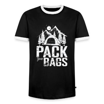 Faites vos valises Camping Vacances Liberté - T-shirt contrasté Homme - noir/blanc - Devant - AI Model Female 172 light (172cm) & AI Model Male 178 light (178cm)