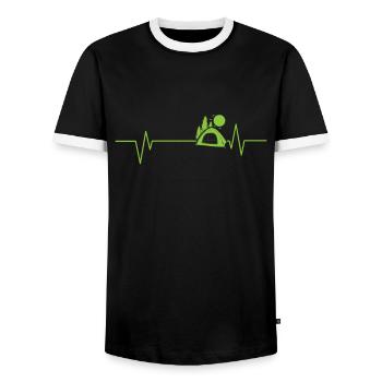 Herzschlaglinie mein Herz schlägt für Camping - Männer Kontrast-T-Shirt - Schwarz/Weiß - Vorne - AI Model Female 172 light (172cm) & AI Model Male 178 light (178cm)