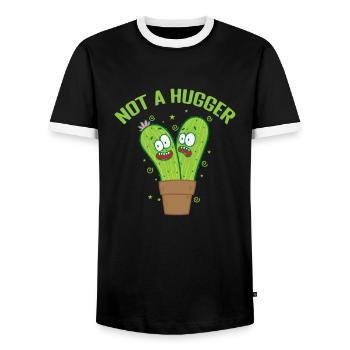 Not a Hugger Cactus Plant - Men's Ringer Shirt - black/white - Front - AI Model Female 172 light (172cm) & AI Model Male 178 light (178cm)